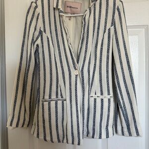 BCBGMAXAZRIA Striped White and Blue Women's Jacket